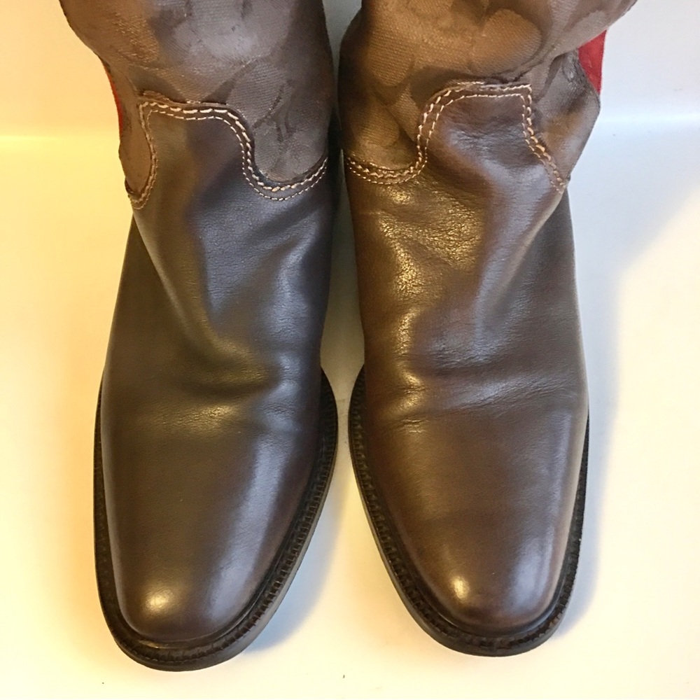 Coach ROCHELLE Pull on Signature Canvas Leather Riding Boots - Picture 10 of 16